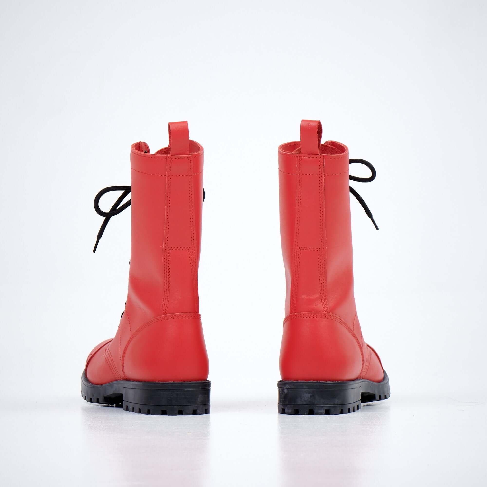 Red High Lace Up Aviator Boots