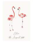 Personalised Watercolour Flamingo Art Print – Custom Nursery or Kids Room Decor, A3/A4/A5 Sizes