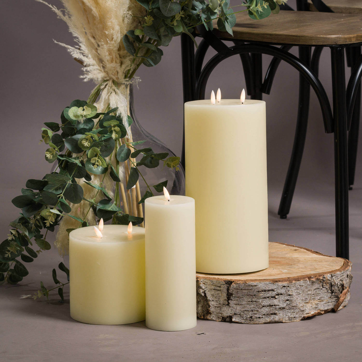 Premium 3-Pack LED Cream Candles | Natural Glow Luxe Set