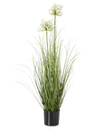 White Agapanthus Faux Plant Decorative Pot