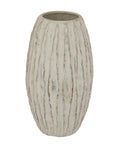 Large White Ceramic Ribbed Vase