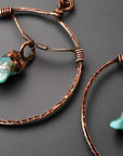 Raw Turquoise Copper Hoops - Statement | Handmade by Blackbird & Sage