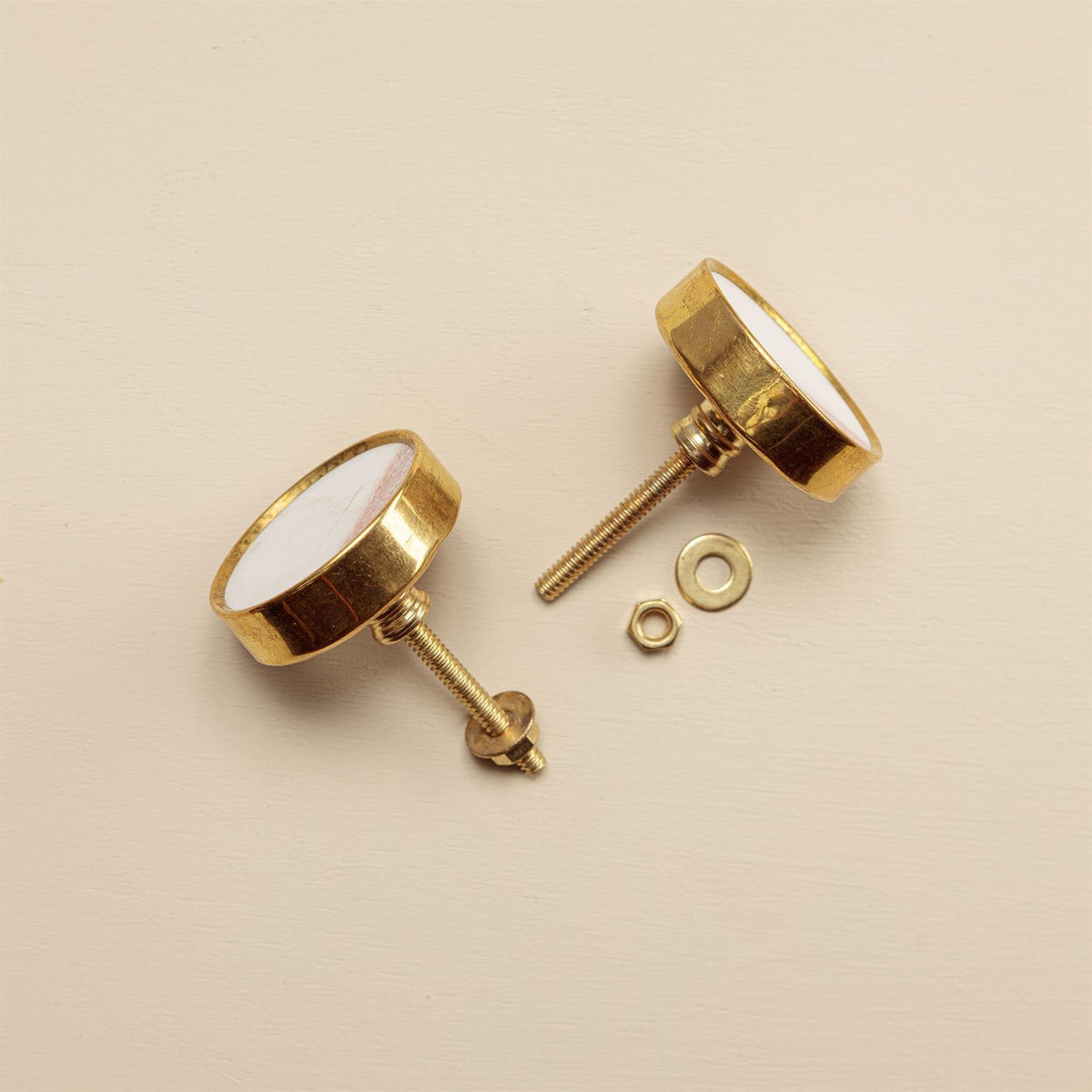 Sarika White Stone Brass Drawer Knobs