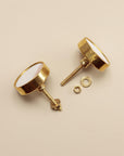 Sarika White Stone Brass Drawer Knobs
