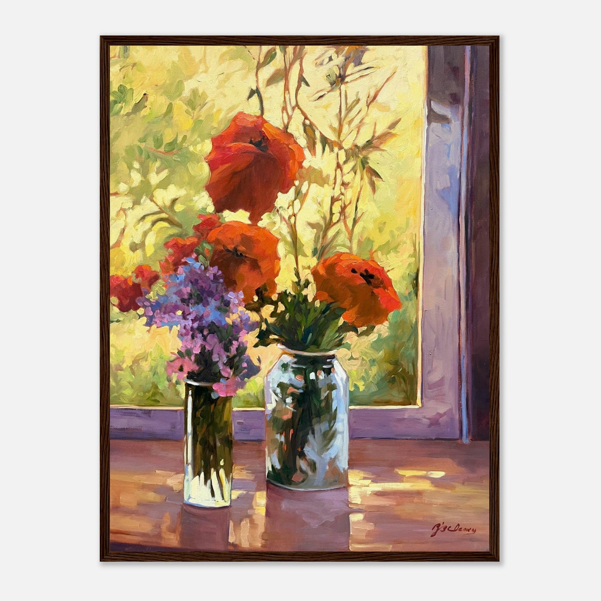 &quot;Morning Light Poppies&quot; Still Life Floral | 18x24 inch Wooden Framed Art Print | Original Artwork by American Artist Barbara Cleary