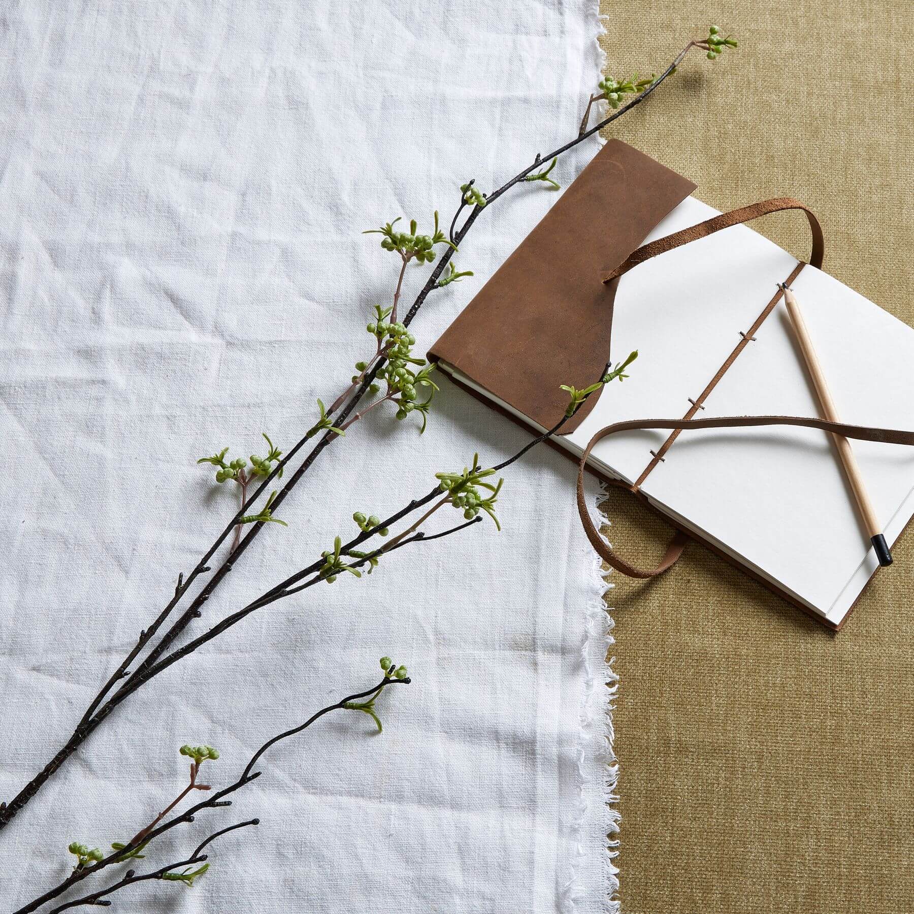 Fresh Green Berry Willow Stem | Natural Home Decor