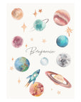 Personalised Watercolour Planets and Outer Space Print