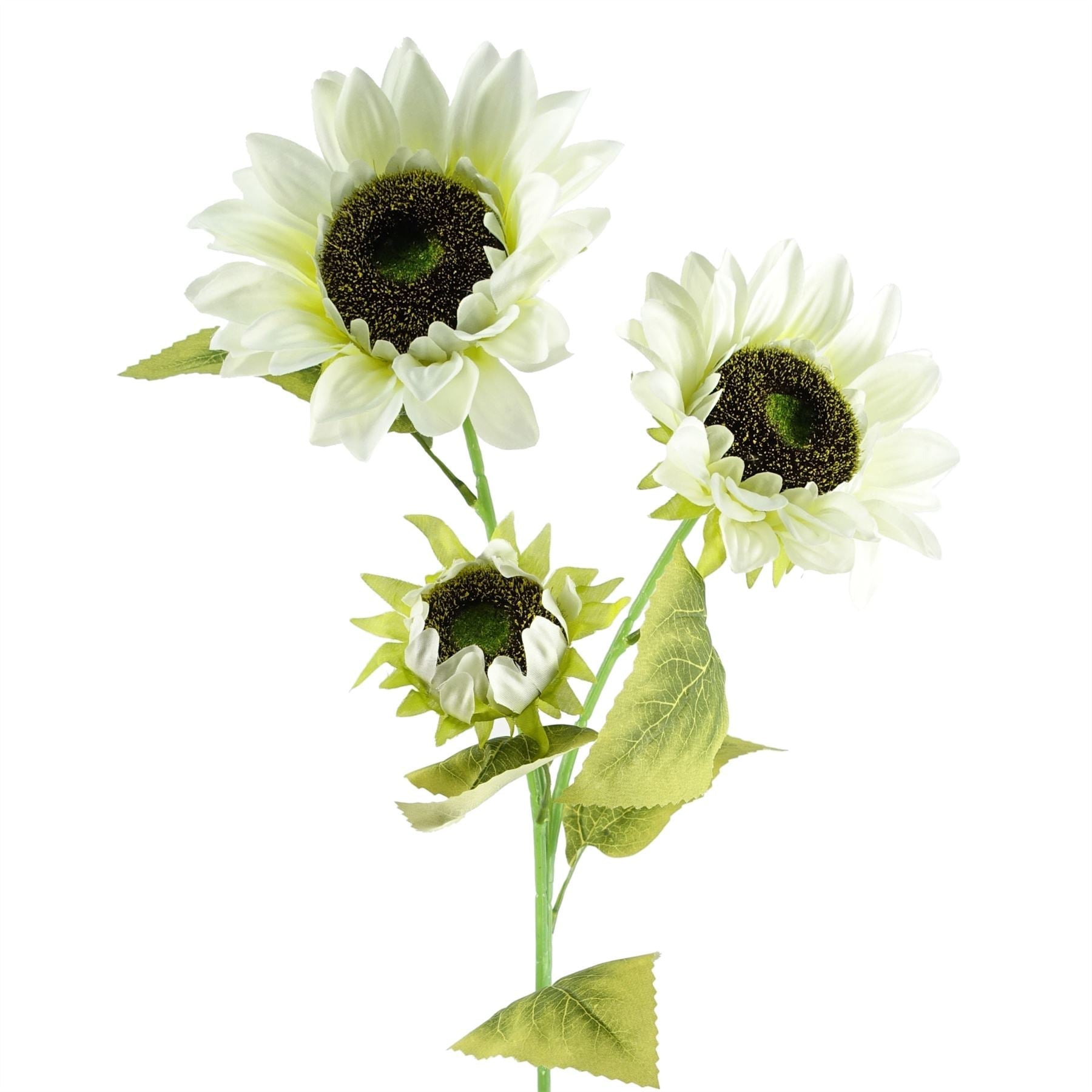 Pack of 6 x Artificial Flowers White Sunflower - 3 heads 88cm-4