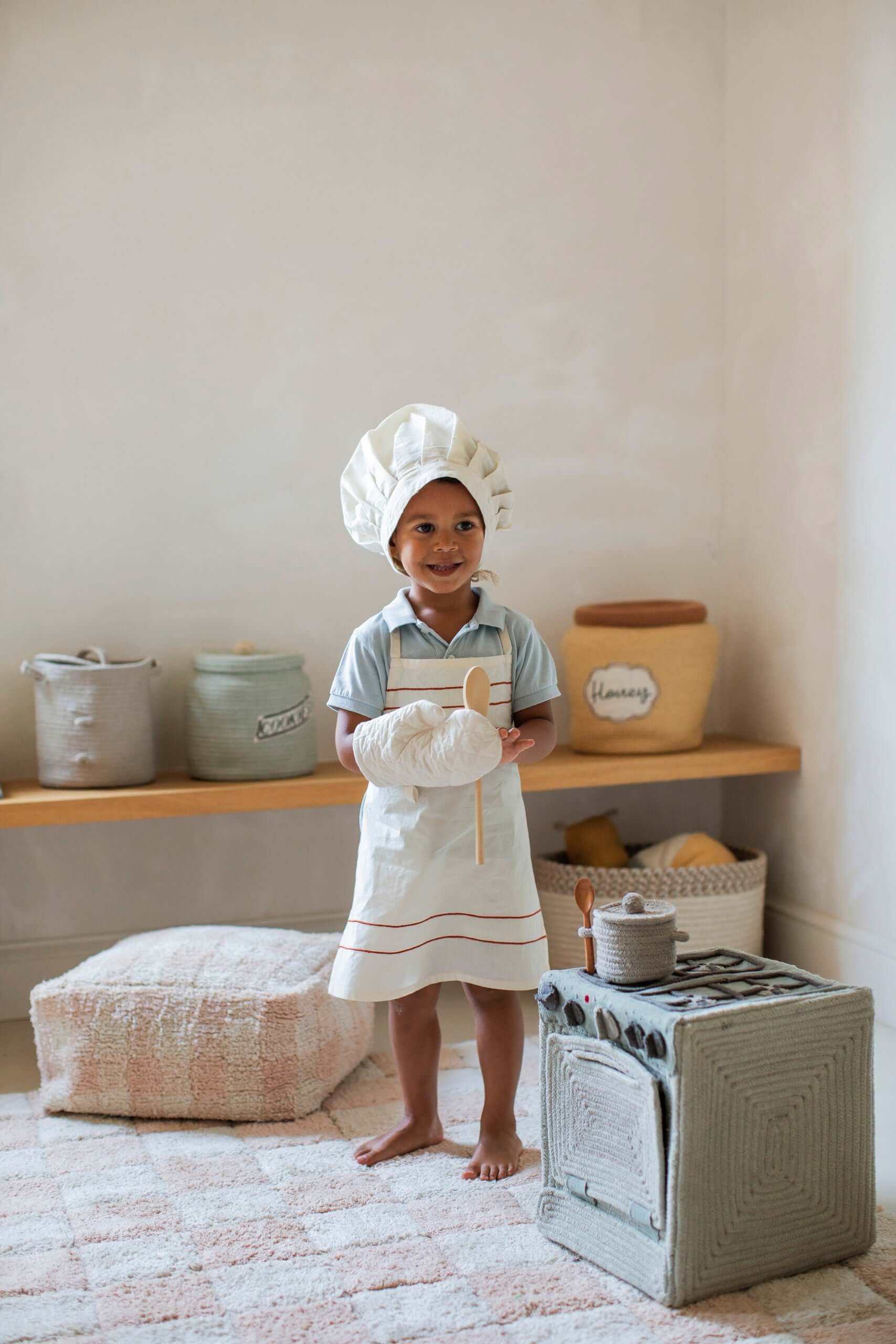 Cotton Play Stove and Toy Storage Basket for Kids