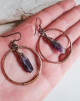 Raw Amethyst Hoops in Copper – Boho | Handmade by Blackbird & Sage