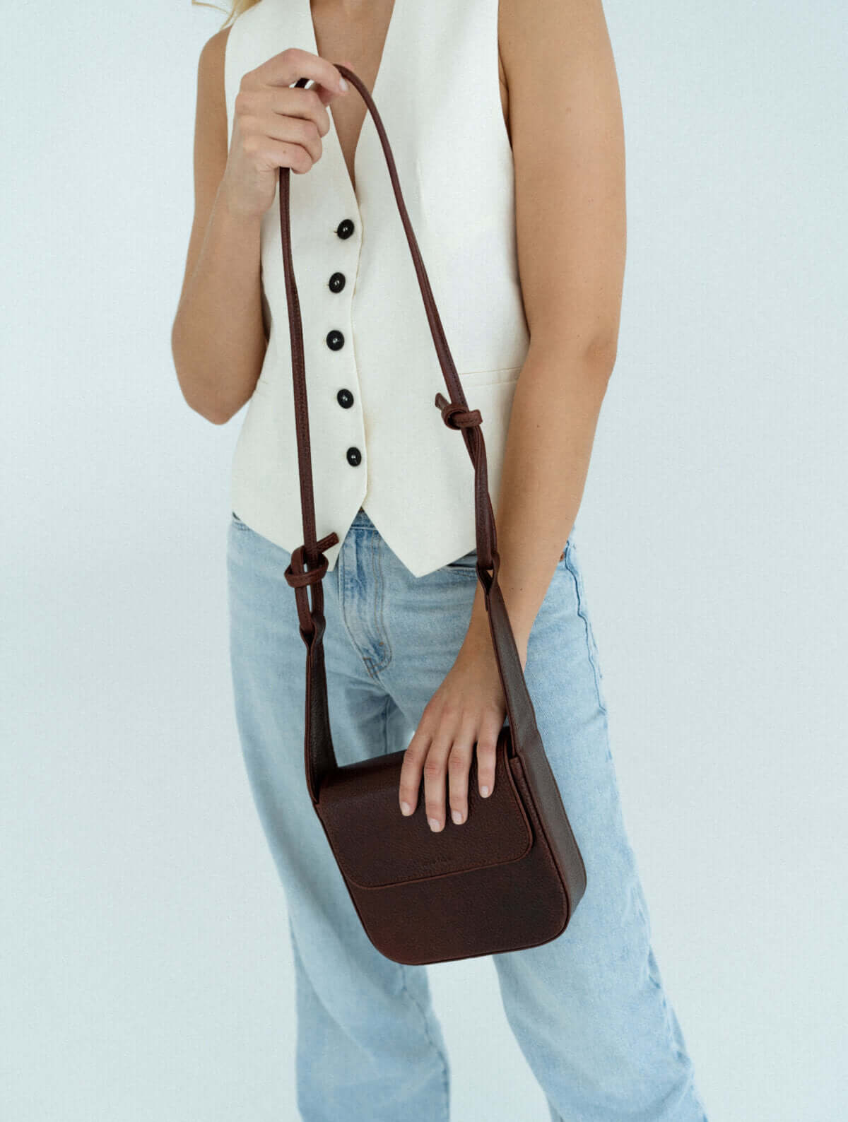 Brown Crossbody Shoulder Bag with Adjustable Strap