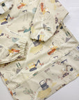 Long Sleeved Baby Bib - Digger Land Print