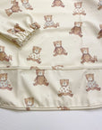 Long Sleeved Baby Bib - Teddy Bear Print