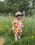 Baby Jumpsuit with Hood - Bear in Glasses on Beige