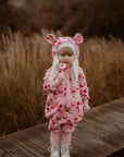 Baby Jumpsuit with Hood - Lilies on Pink