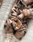 Baby Jumpsuit with Hood - Thistle on Brown