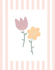 Flowers Print - Pale Pink Stripes