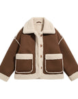 Sherpa Lined Winter Jacket in Brown and Olive