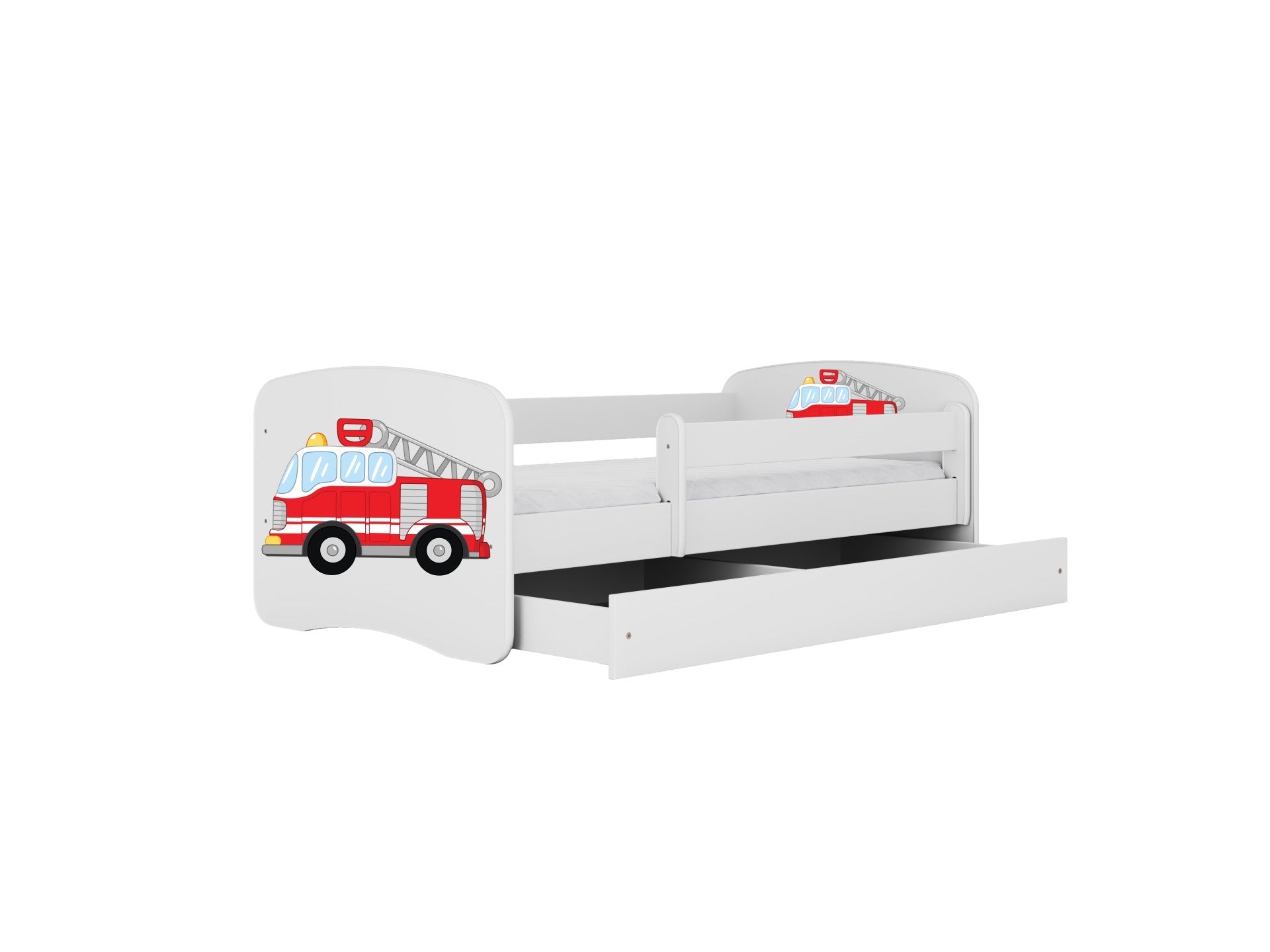 Fire Truck Bed with Storage and Safety Rail for Children