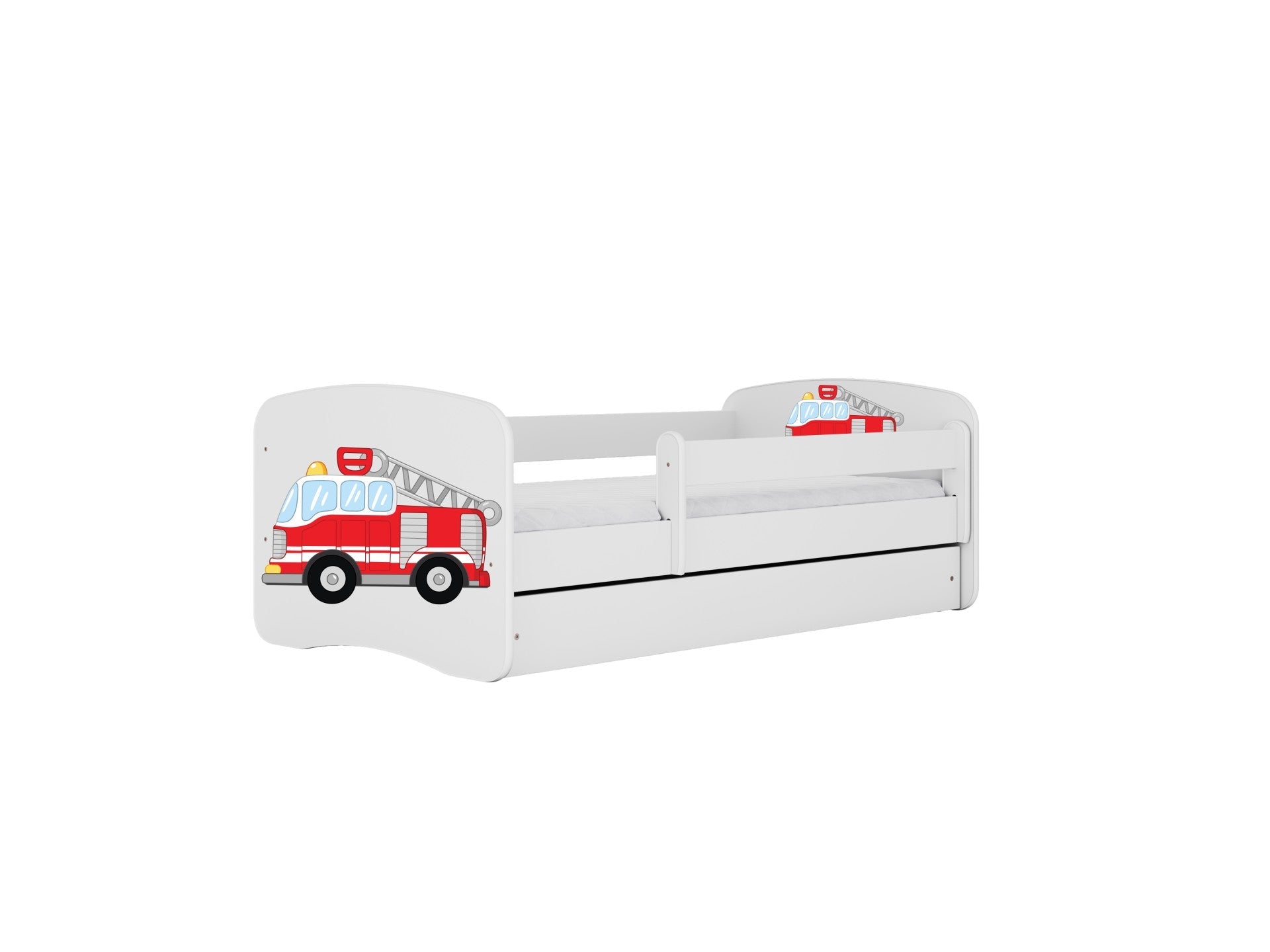 Fire Truck Bed with Storage and Safety Rail for Children