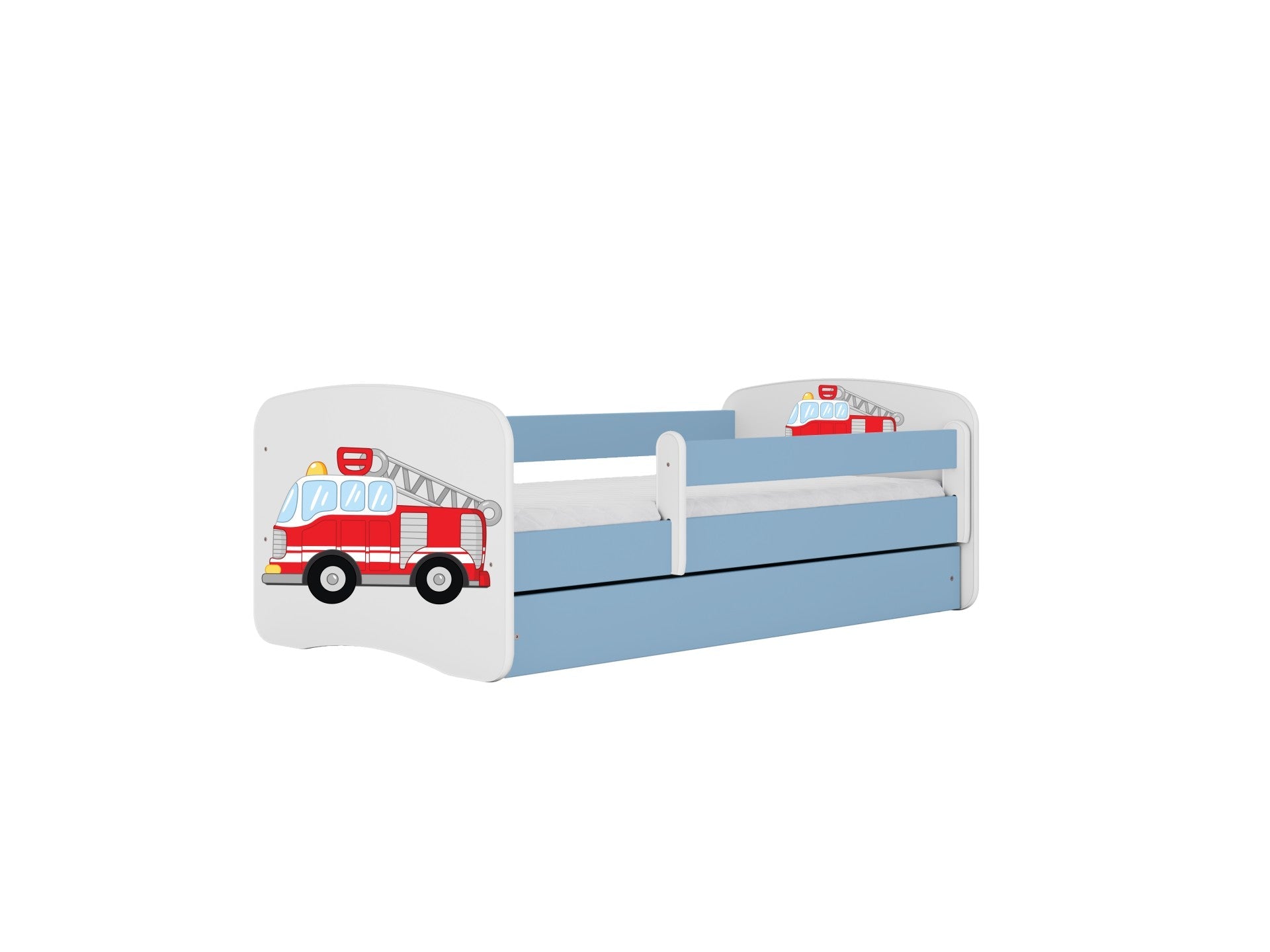 Fire Truck Bed with Storage and Safety Rail for Children