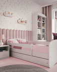 Children's Bed with Guardrail and Storage Drawer