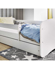 Children's Bed with Guardrail and Storage Drawer