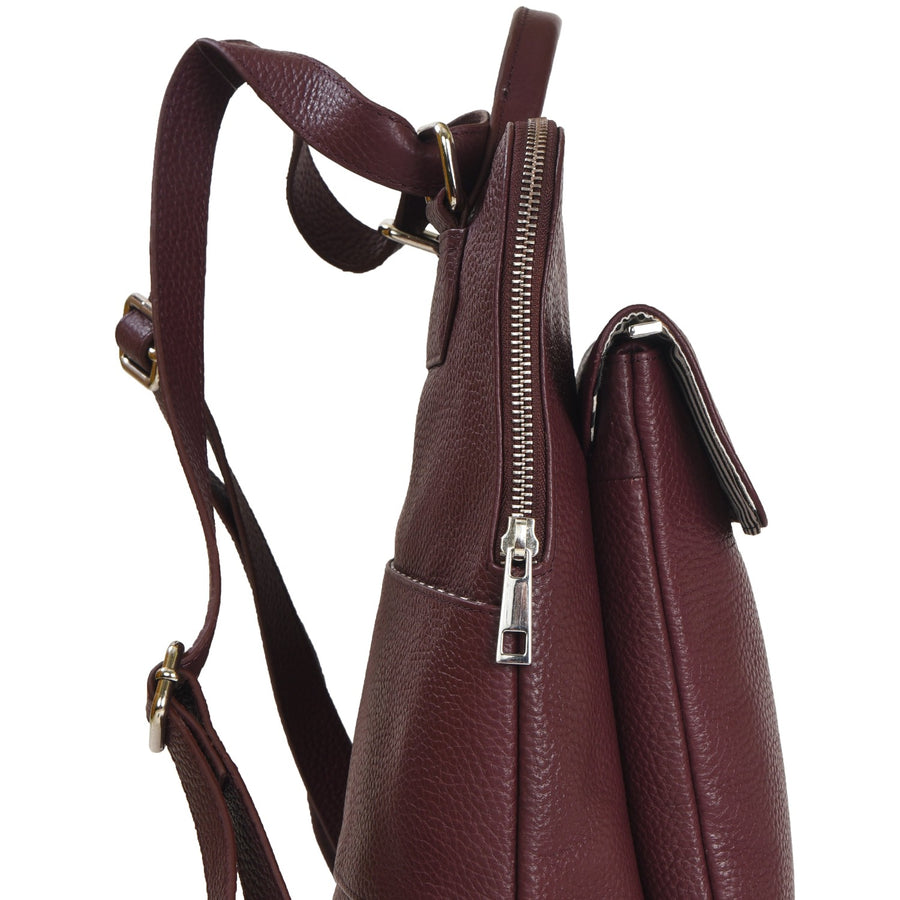 Plum Unisex Womens Leather Backpack Brix and Bailey Ethical Bag Brand