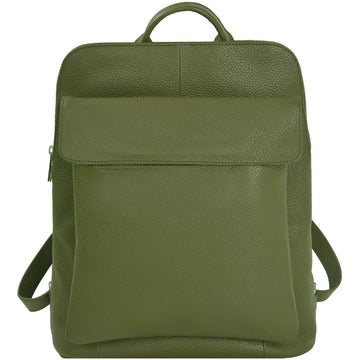 Olive Green Leather Flap Pocket Backpack Brix and Bailey  Brand