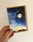 Hand-Painted Moon & Stars Watercolour Greeting Card