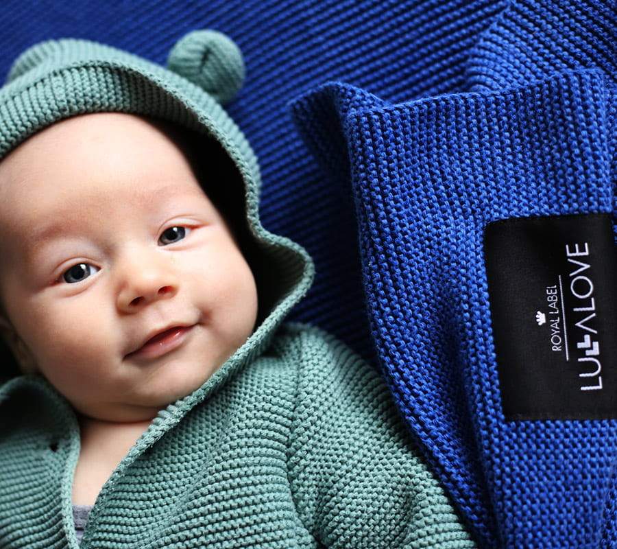 Bamboo baby blanket - Navy blue - Classic knit
