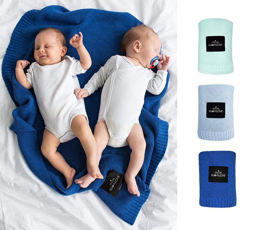 Bamboo baby blanket - Navy blue - Classic knit