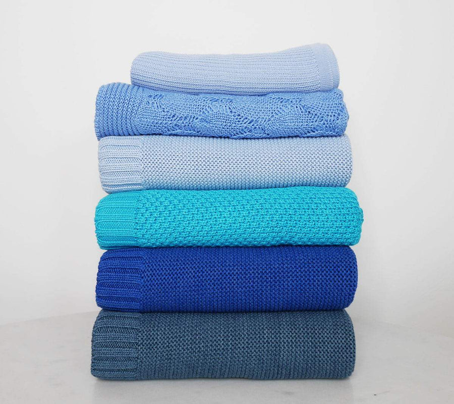 Bamboo baby blanket - Navy blue - Classic knit