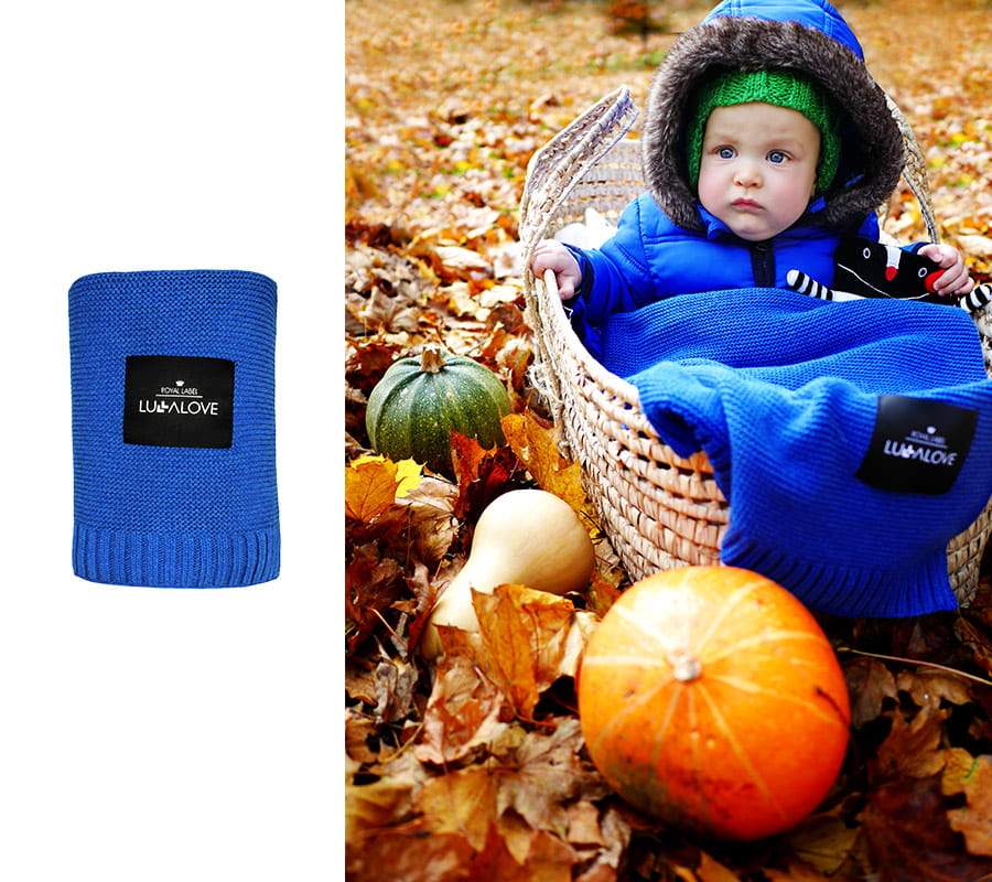 Bamboo baby blanket - Navy blue - Classic knit