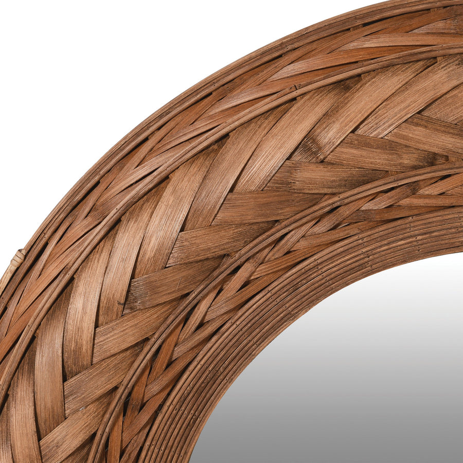 Luxury dark bamboo mirror with intricate plaited design, stylish hallway or living room decor, timeless versatile contemporary traditional by Ella James at brixbailey.com