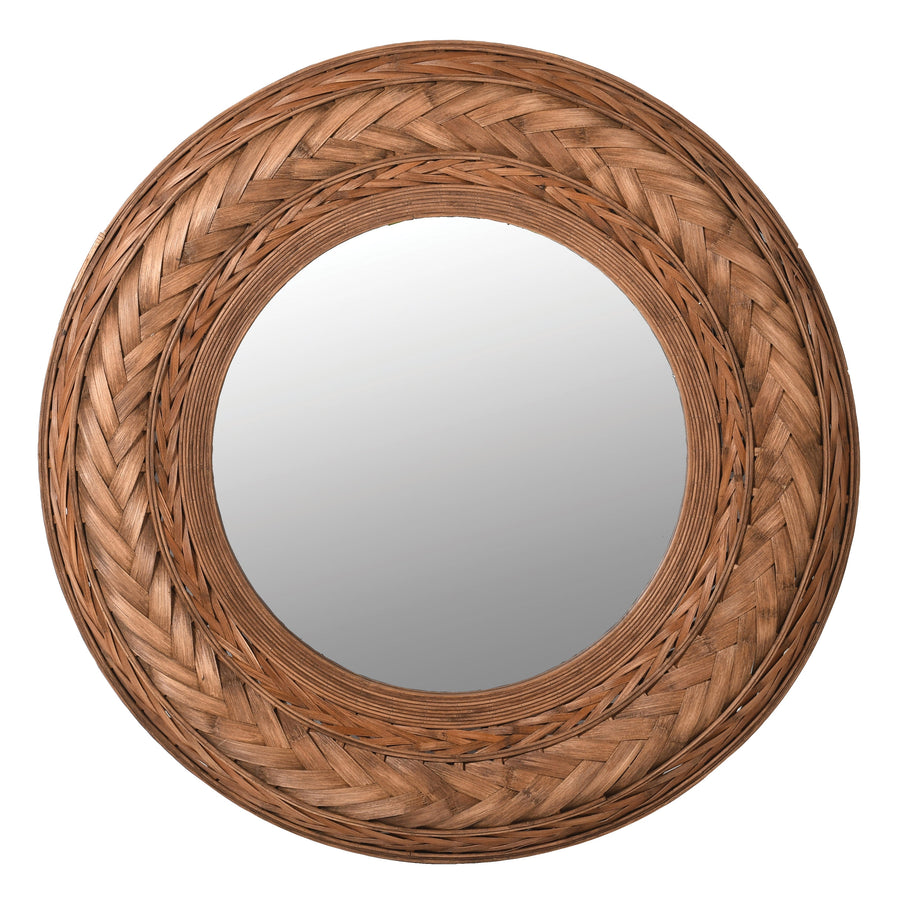 Luxury dark bamboo mirror with intricate plaited design, stylish hallway or living room decor, timeless versatile contemporary traditional by Ella James at brixbailey.com