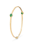 Three Stone Green Onyx Stacking Bangle in Gold