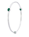 Three Stone Green Onyx Stacking Bangle in Silver