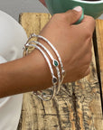 Simi Three Stone Stacking Bangle: Silver Green Onyx