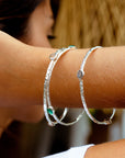 Simi Three Stone Stacking Bangle: Silver Green Onyx