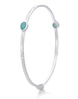 Three Stone Stacking Bangle in Silver with Pariba Onyx