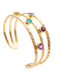 Venus Gemstone Bangle with Garnet, Peridot, Labradorite and Amethyst