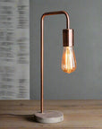 Copper Bare Bulb Table Lamp with Stone Base