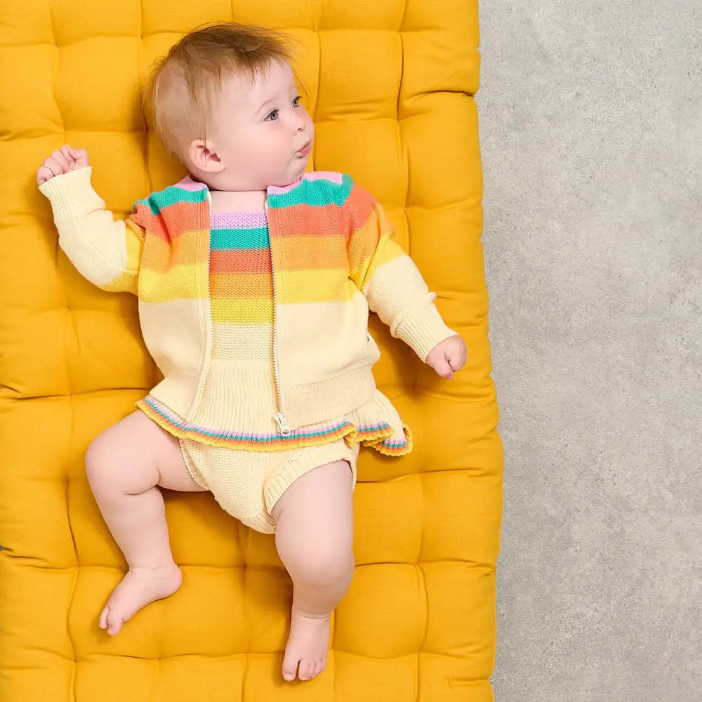 Rainbow Pink Stripe Organic Cotton Baby &amp; Kids Cardigan