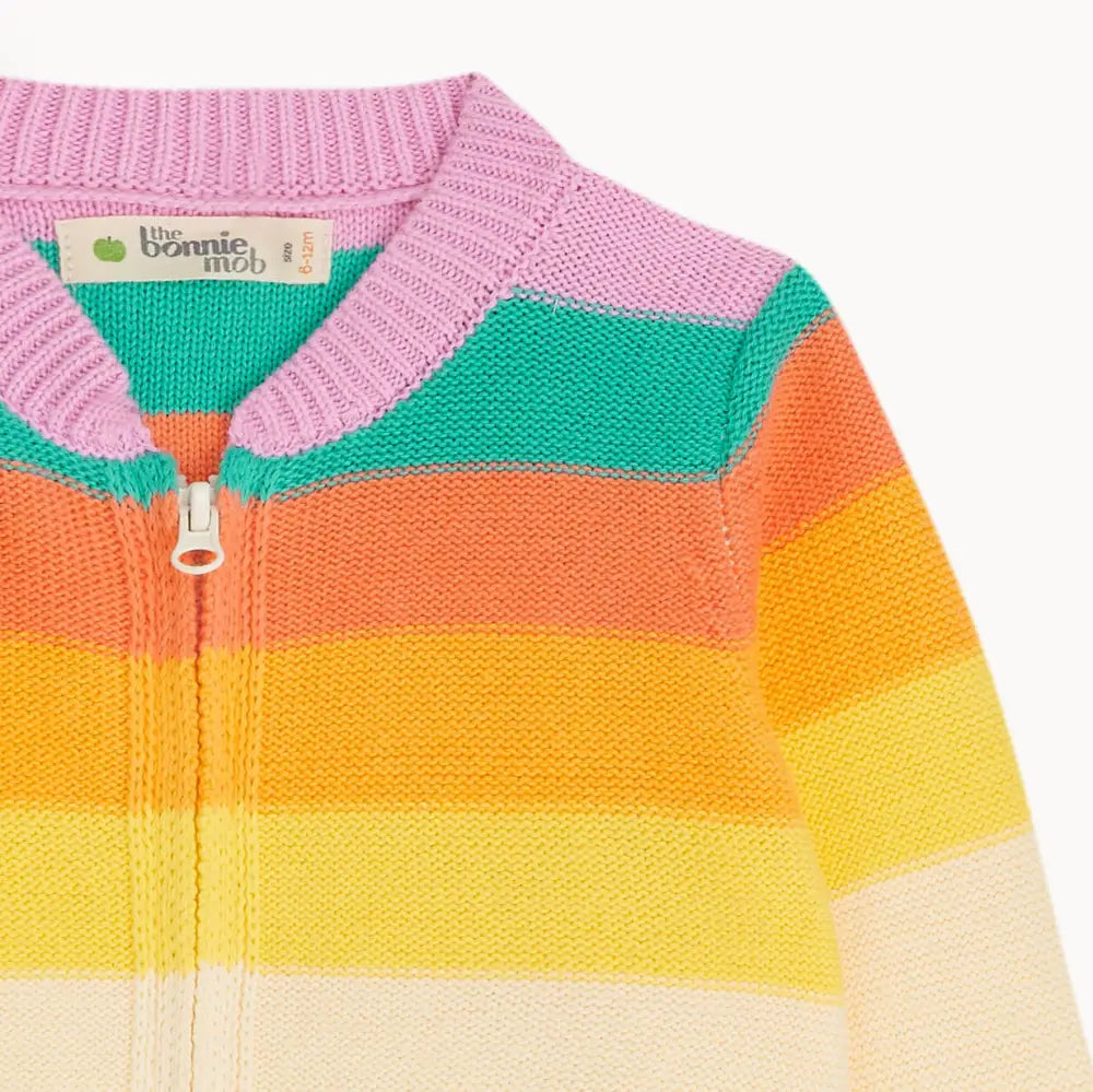 Rainbow Pink Stripe Organic Cotton Baby &amp; Kids Cardigan