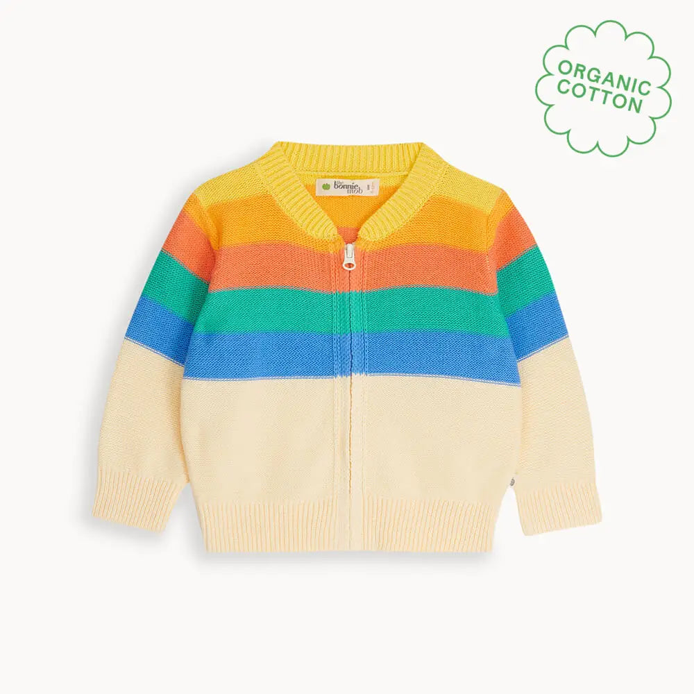 Rainbow Stripe Organic Cotton Baby &amp; Kids Cardigan