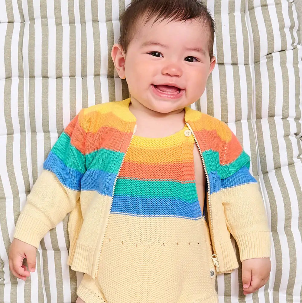 Rainbow Stripe Organic Cotton Baby &amp; Kids Cardigan
