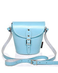 Handmade Leather Barrel Bag - Pastel Baby Blue