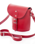 Handmade Leather Barrel Bag - Red