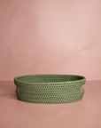 Cotswolds Oval Rattan Basket Green - Set of 2